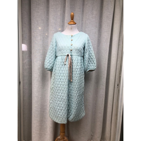 Vintage Lazy U Light Blue quilted homewear Gown Robe Nightgown